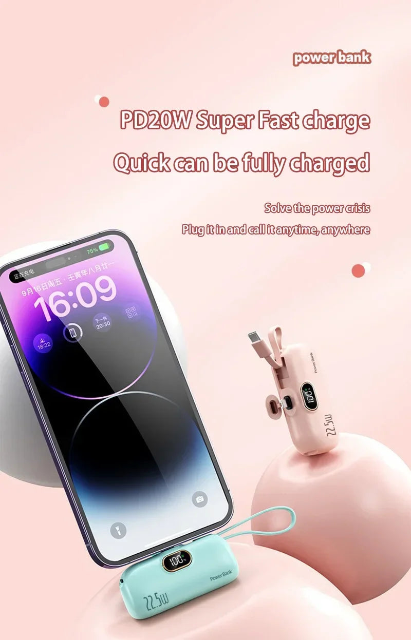 Mini Convenient Mobile Power Bank 30000mah Portable Fast Charging Suitable For iPhone 16 Samsung Xiaomi External Battery